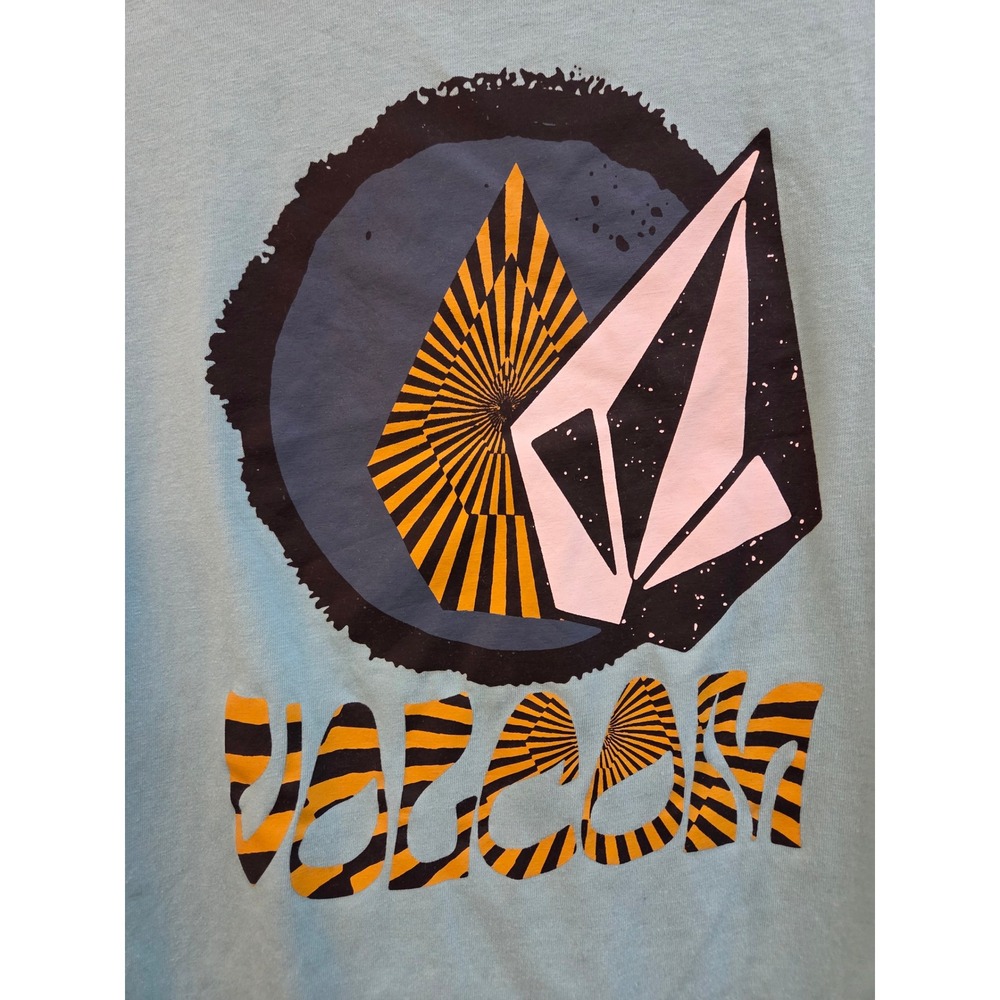 Volcom Boys Graphic T-Shirt Light Blue Aqua Stone Logo Size Medium 10/12 - Picture 2 of 5